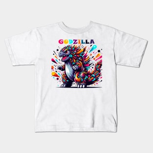 colorful godzilla art Kids T-Shirt